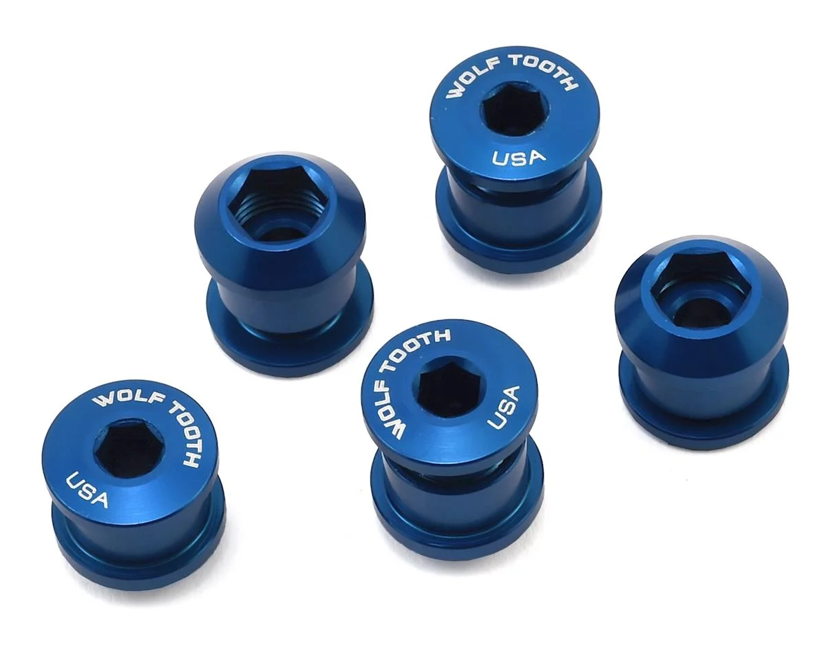 Wolf Tooth Components Dual Hex Fitting Chainring Bolts (Blue) (6mm) (5 Pack) (For 1x Use)